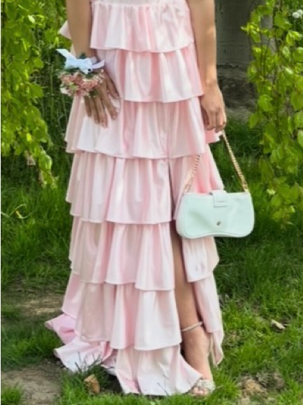 Tiered Ruffle Pink Prom Dress